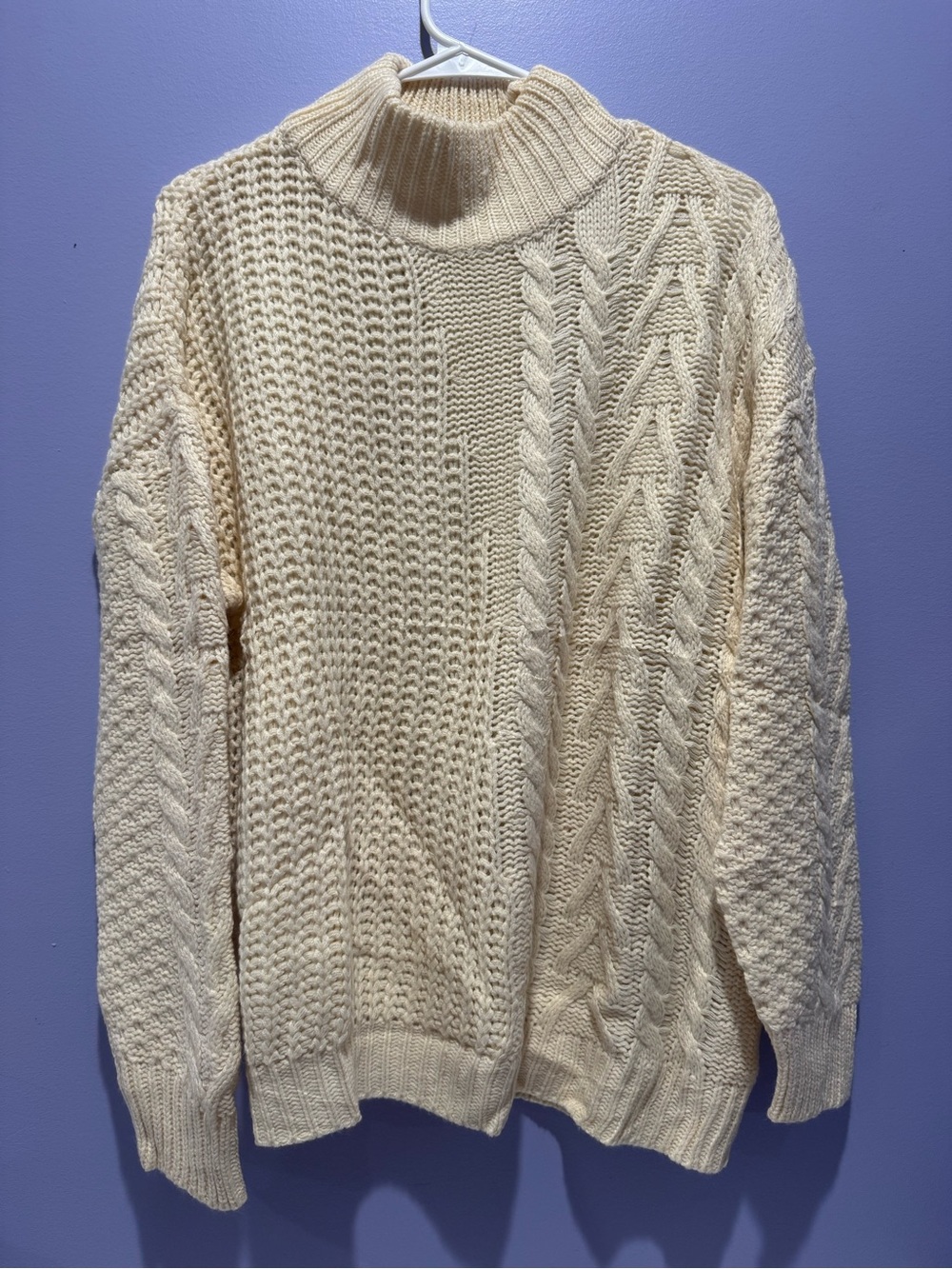 Chunky Cream Cable Turtleneck Sweater